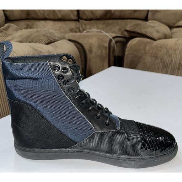 Gram Men’s Triple Textured High Top Sneaker Worn 1X Navy/Black Size 9.5 (43) - Picture 3 of 11